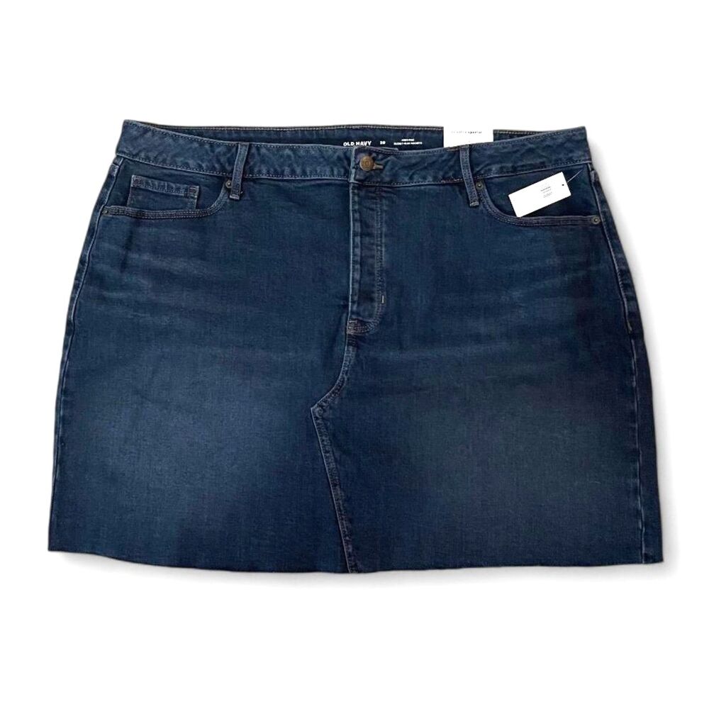OLD NAVY High-Waisted Button-Fly Cut-Off Mini Jean Skirt, Size 20 NWT!